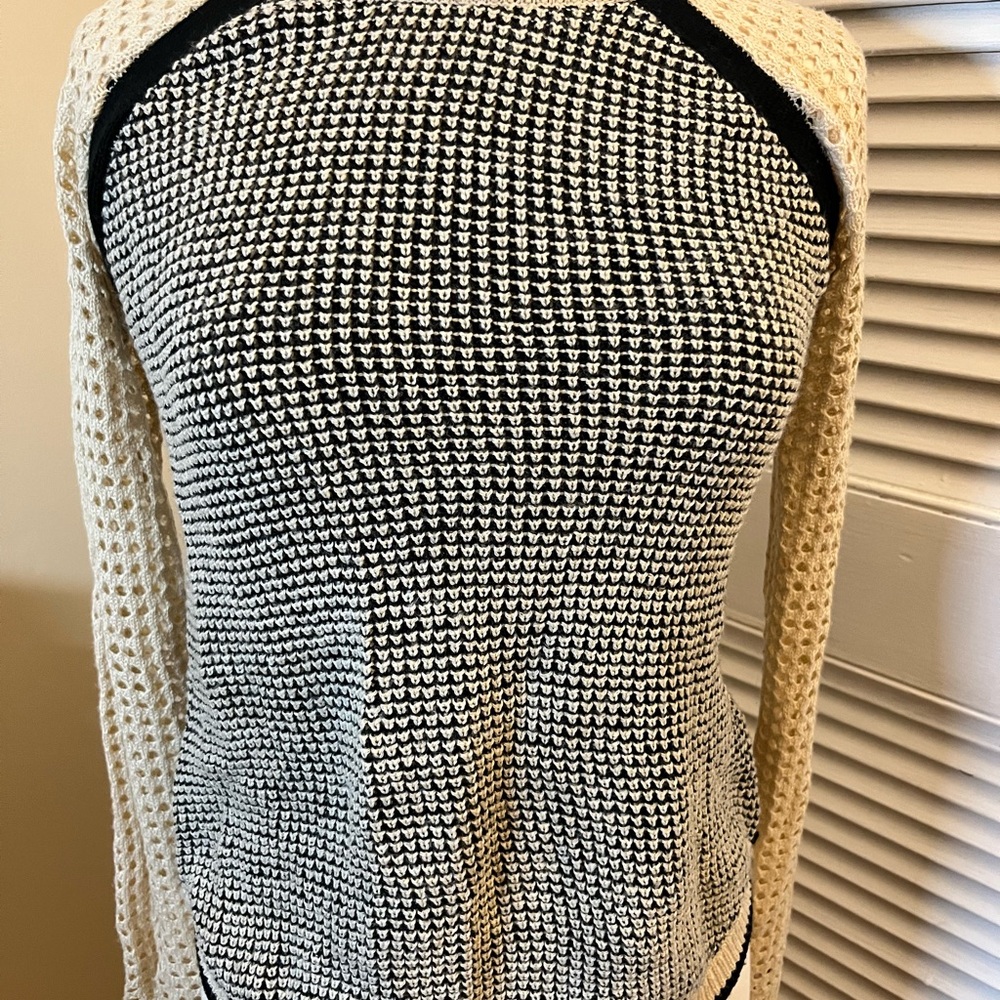 Lucca Couture Black and Cream Knit Sweater. Size XS